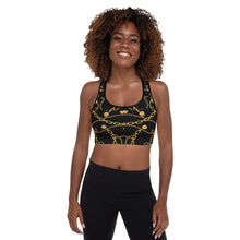 Load image into Gallery viewer, Black and Gold Padded Sports Bra